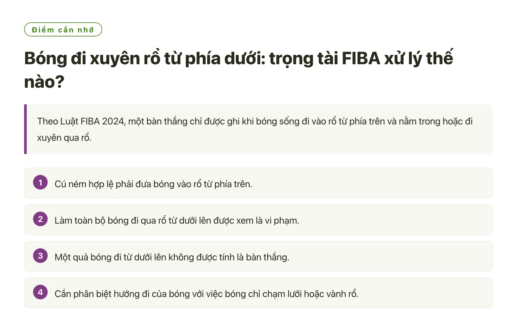 Bóng đi xuyên rổ từ phía dưới: trọng tài FIBA xử lý thế nào?——全文要点速览